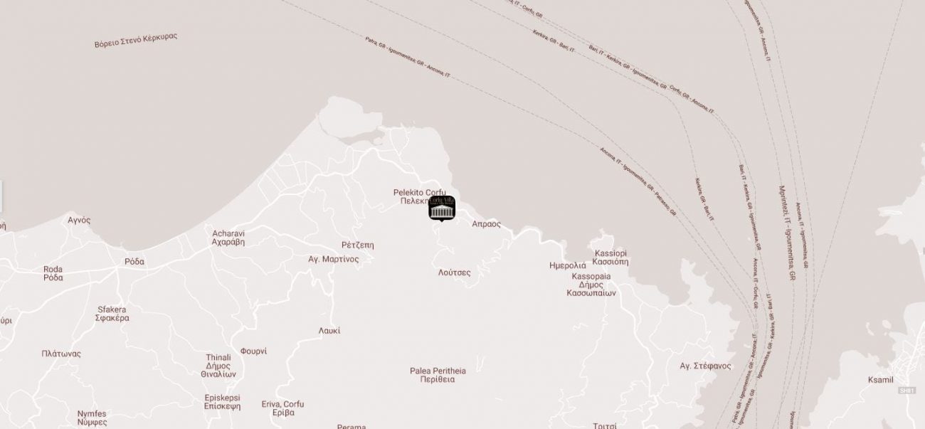 map of luxury corfu villas