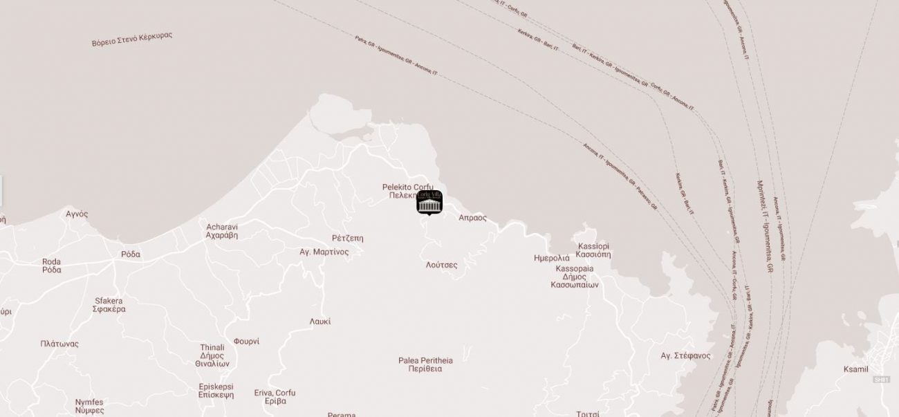 map of luxury corfu villas